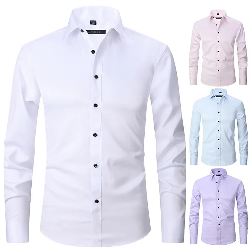 Men’s Slim Fit Long Sleeve Business Dress Shirt – Formal Casual Elegant Blouse