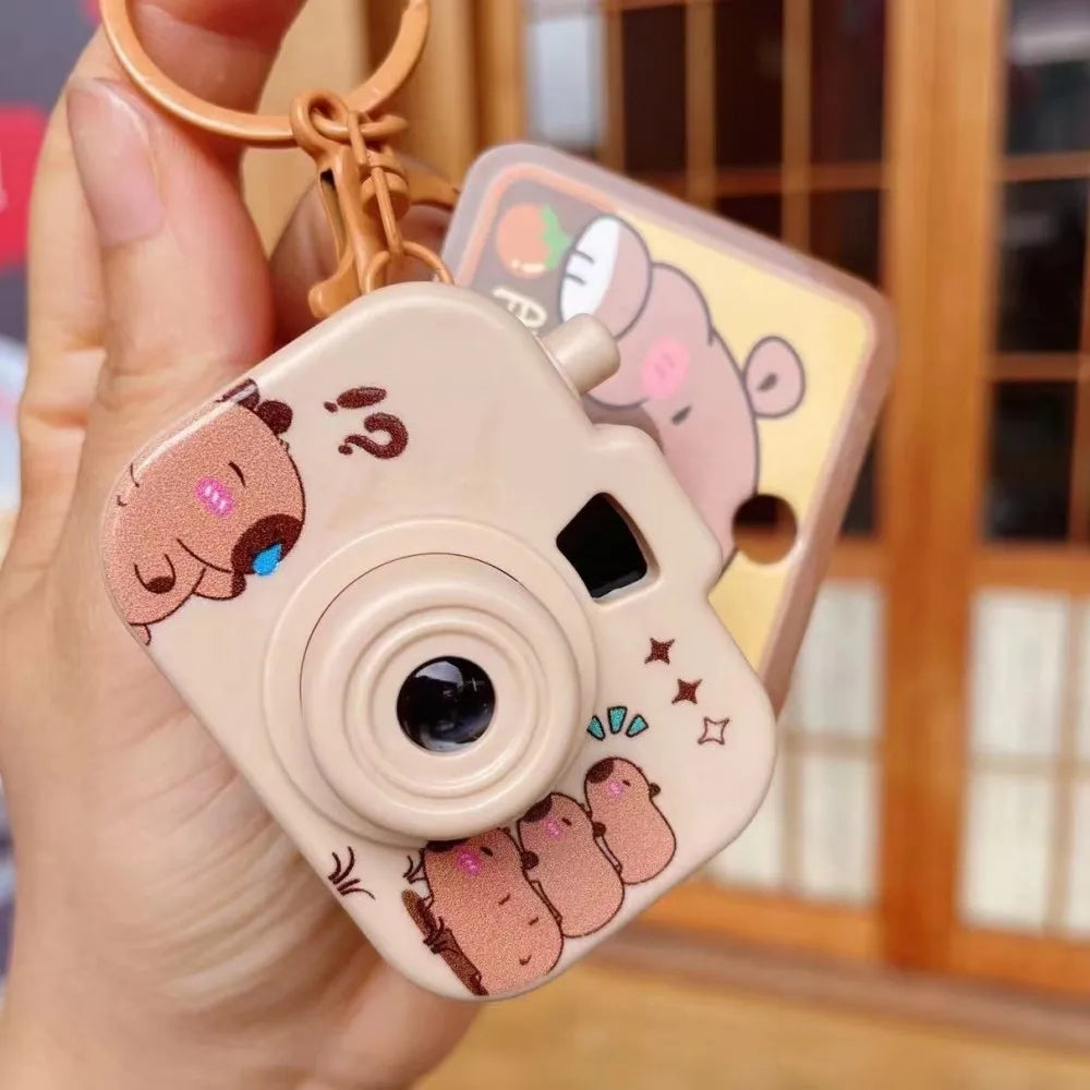 Capybara Glowing Projection Keychain – Cute Cartoon Bag Pendant Gift