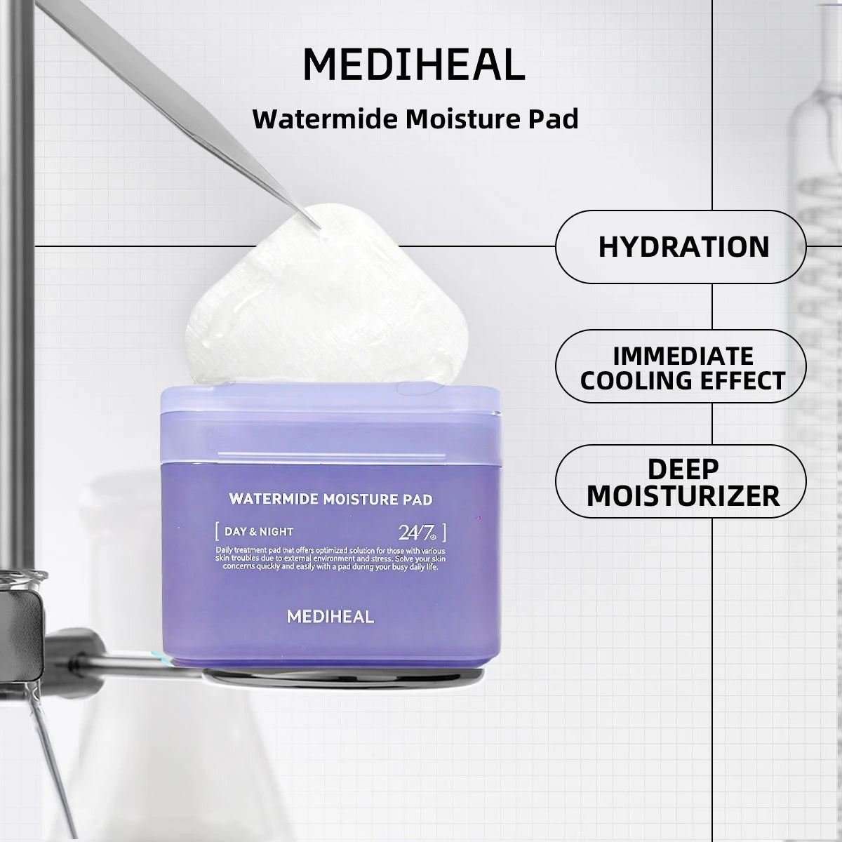 MEDIHEAL Daily Hydrating Skincare Cotton Pads – Korean K-Beauty Moisture Pads
