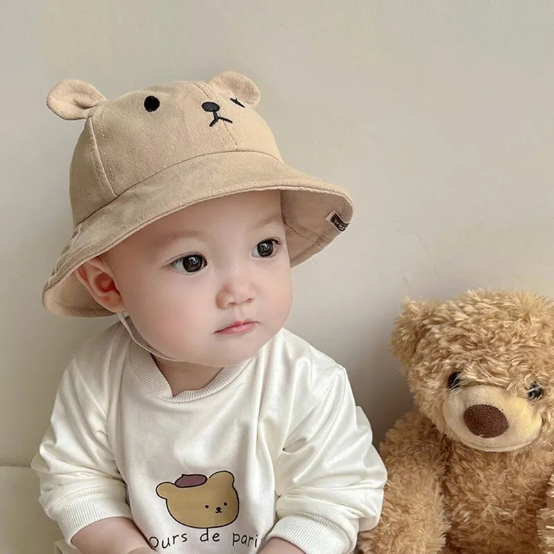 Cute Bear Baby Bucket Hat – UV Sun Protection Hat for Infants & Toddlers 0–4 Years