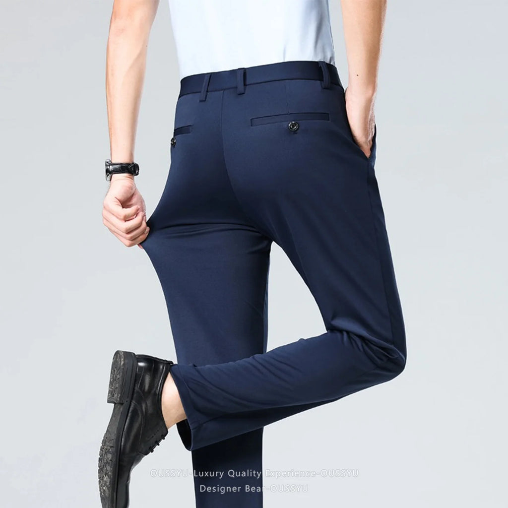 Men’s Slim Straight Stretch Suit Dress Pants – Business Formal Office Trousers