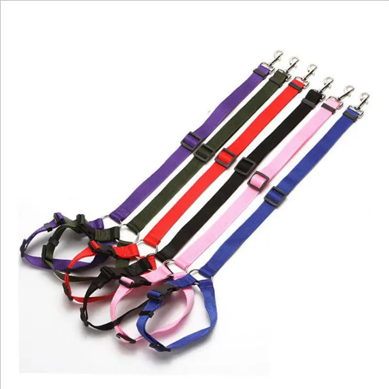 Adjustable Pet Dog & Cat Car Seat Belt Safety Rope – Headrest Restraint for Small Dogs