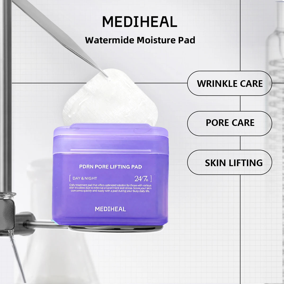 MEDIHEAL Daily Hydrating Skincare Cotton Pads – Korean K-Beauty Moisture Pads