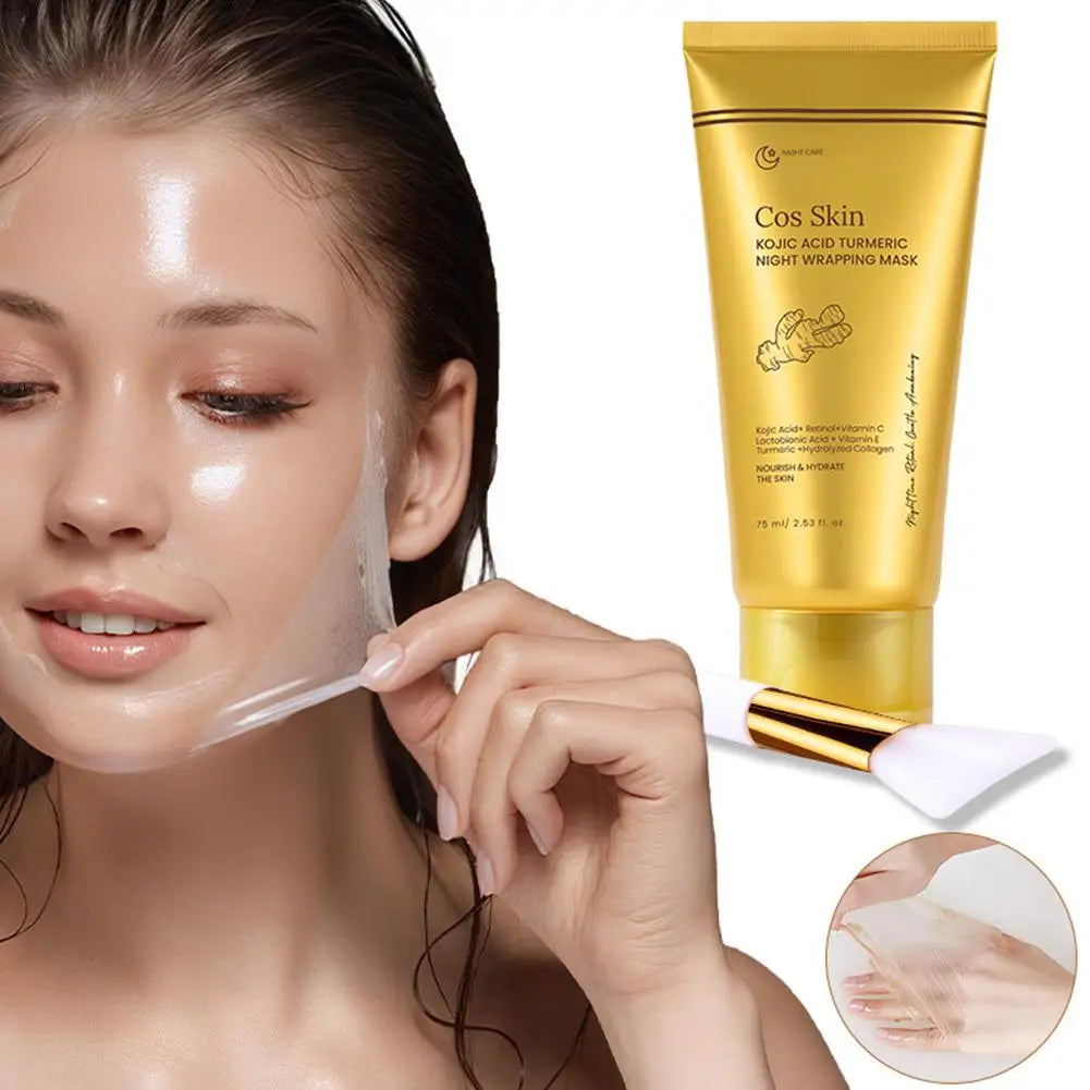 Kojic Acid Turmeric Overnight Peel Off Mask Kit – Collagen Glowing Skin Firming Skincare