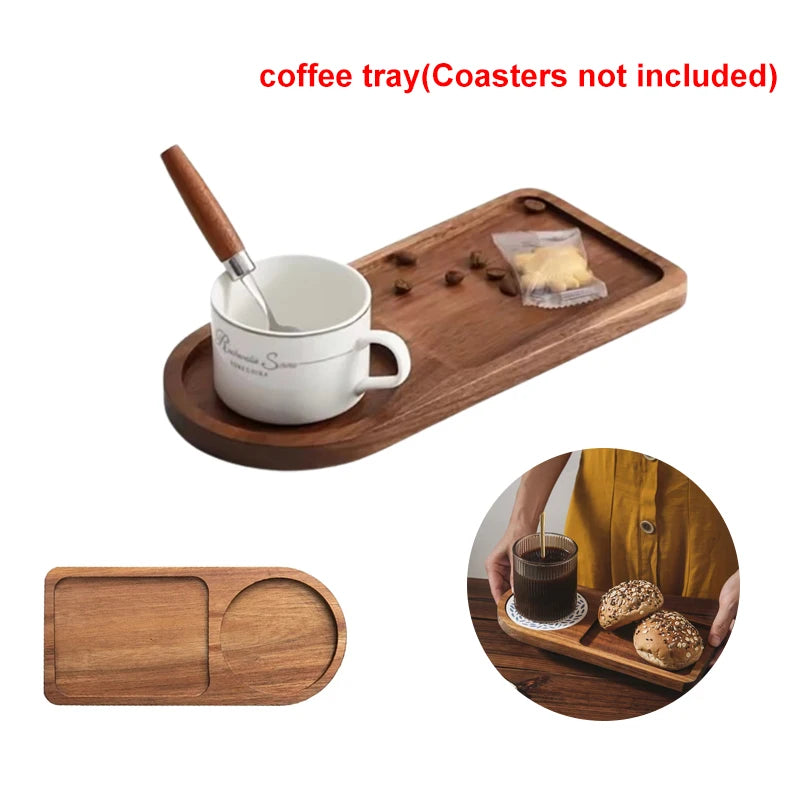 Wooden Coffee & Breakfast Serving Tray – Decorative Hospitality Coffeeware Teaware Plate