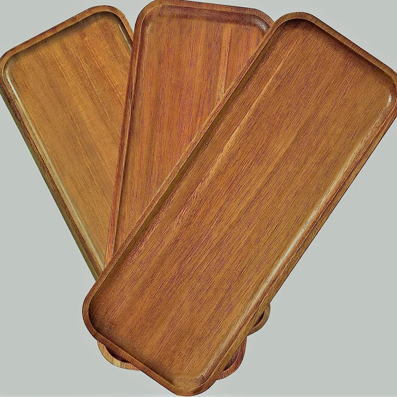 Solid Wood Serving Tray | Japanese-Style Round & Rectangle Snack Board