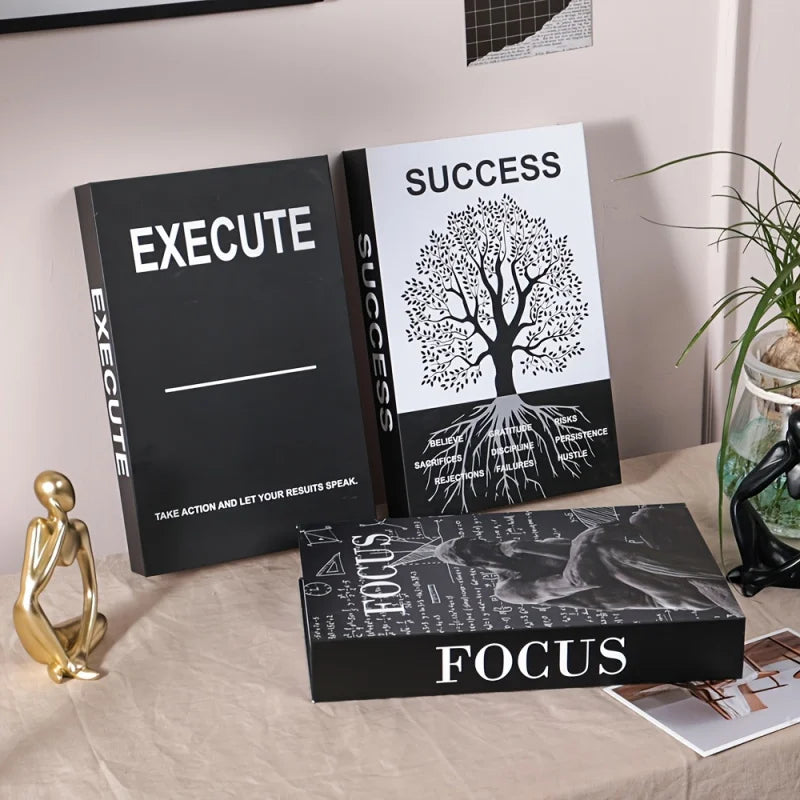 Set of 3 Inspirational Fake Books | Motivational Desk & Shelf Decor