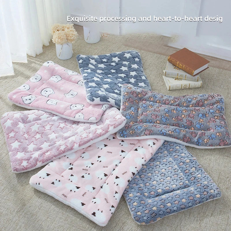 Flannel Pet Sleeping Mat – Soft Dog & Cat Bed Cushion Blanket for Winter