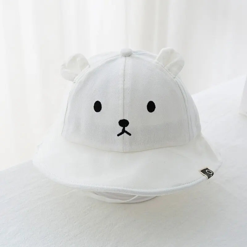 Cute Bear Baby Bucket Hat – UV Sun Protection Hat for Infants & Toddlers 0–4 Years