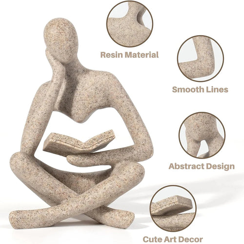 Abstract Thinker Sculpture | Resin Figurine for Bookshelf & Desk Decor