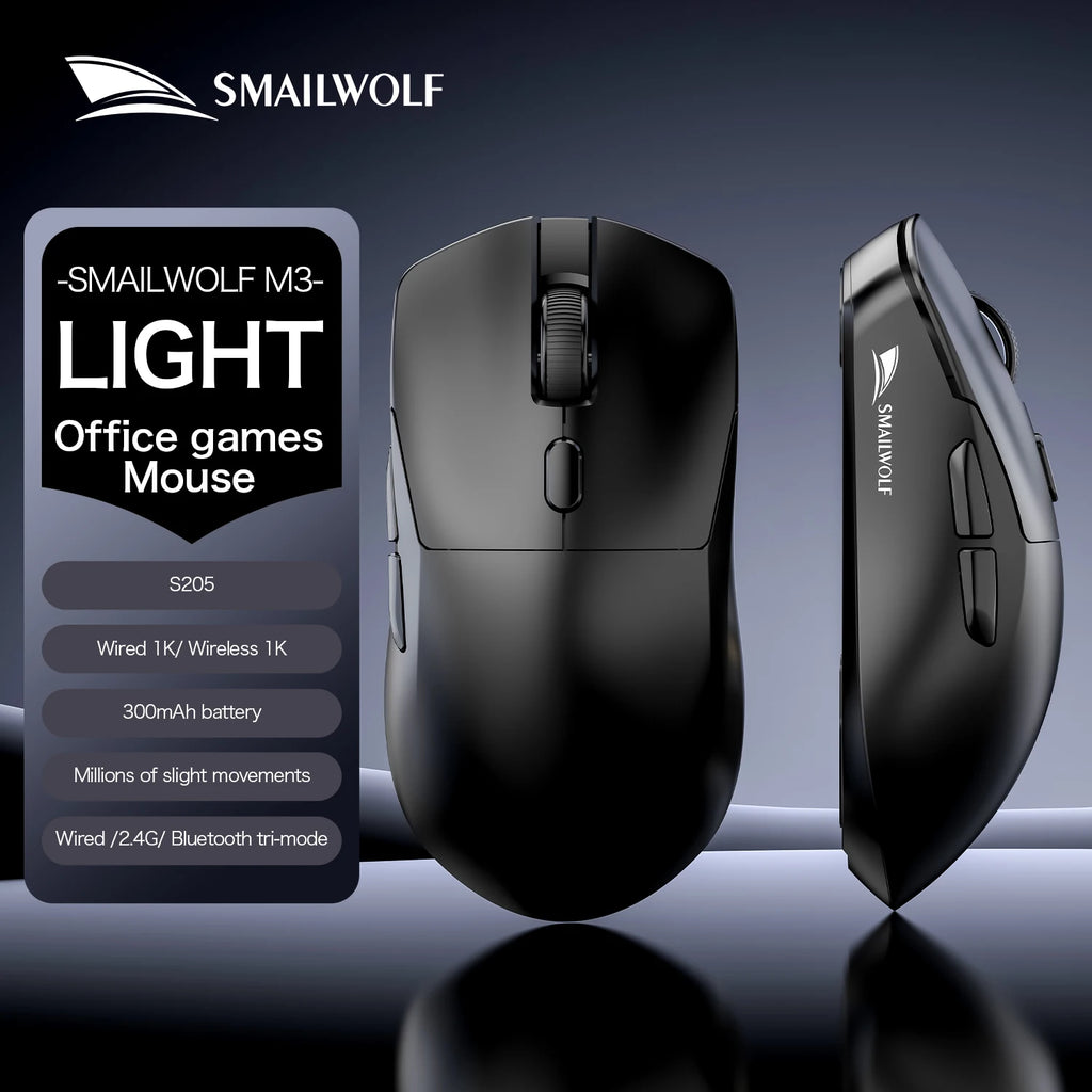 SMAILWOLF M3 PRO Wireless Gaming Mouse – Tri-Mode Bluetooth & USB Lightweight FPS Mouse