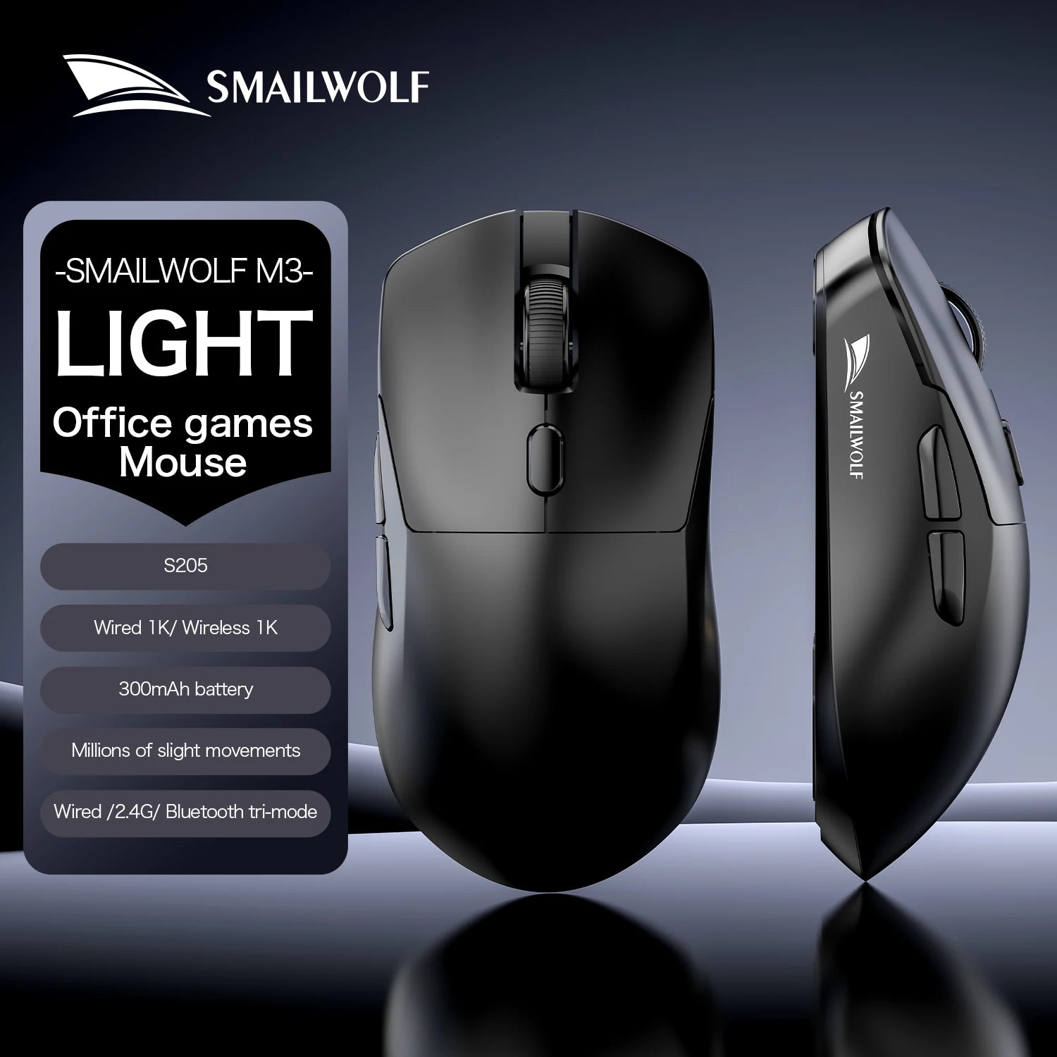 SMAILWOLF M3 PRO Wireless Gaming Mouse – Tri-Mode Bluetooth & USB Lightweight FPS Mouse