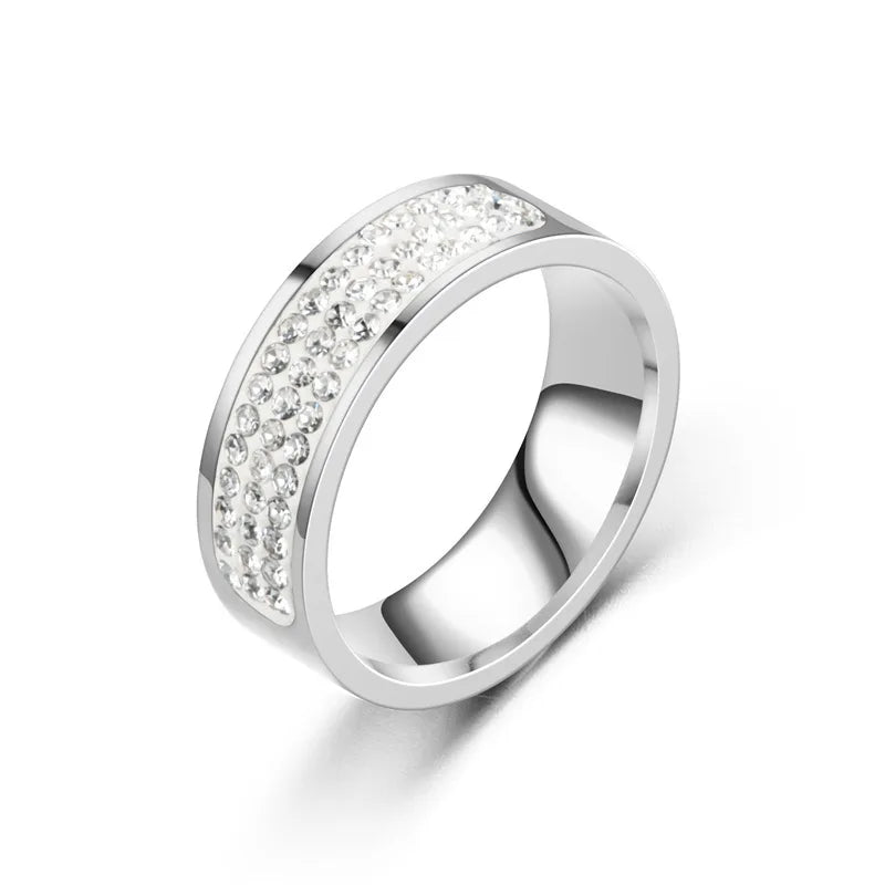 Square Zircon Stainless Steel Couple Ring – Romantic Engagement Wedding Ring for Women & Men