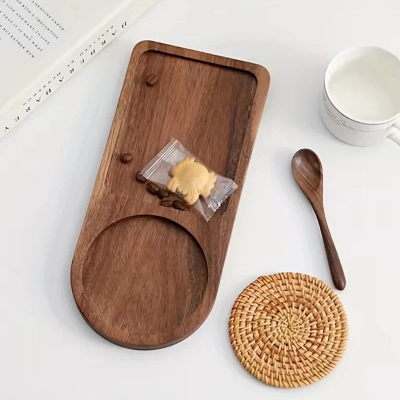Wooden Coffee & Breakfast Serving Tray – Decorative Hospitality Coffeeware Teaware Plate