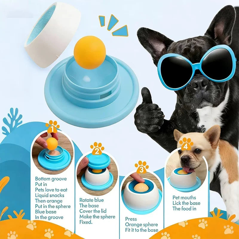 Interactive Slow Feeder Lick Bowl – Anti-Slip Ball-Shaped Bone Broth Lick Bowl for Pet Anxiety Relief & Training