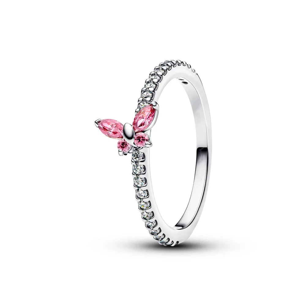 925 Silver Heart, Butterfly & Flower Ring – Exquisite Wedding Ring for Women