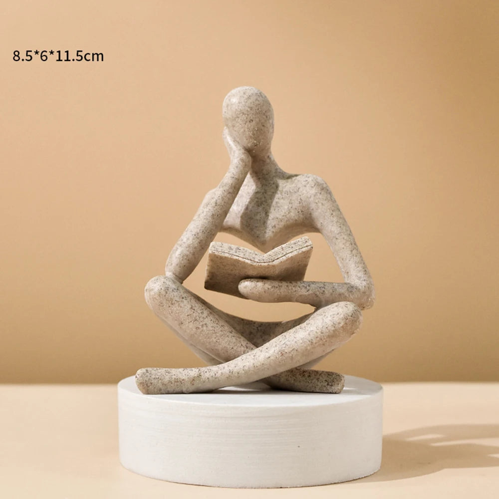 Abstract Thinker Sculpture | Resin Figurine for Bookshelf & Desk Decor