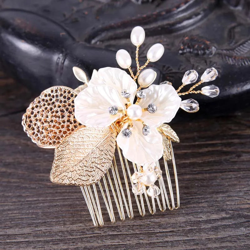 Wedding Crystal Flower Hair Clips & Pearl Barrette Combs – Bridal Headdress Hair Decor for Women