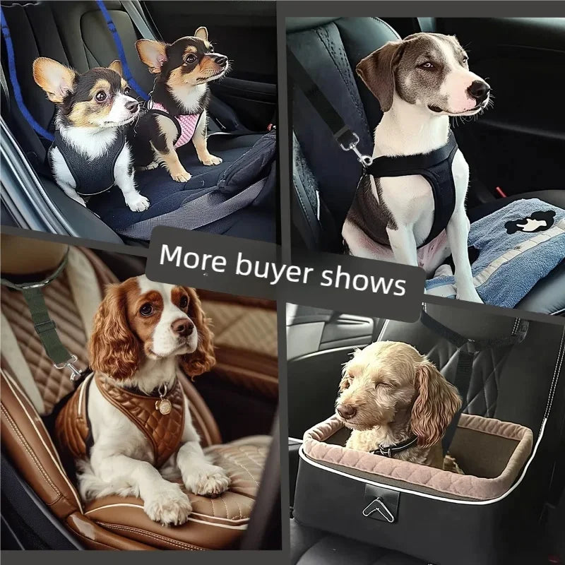 Adjustable Pet Dog & Cat Car Seat Belt Safety Rope – Headrest Restraint for Small Dogs