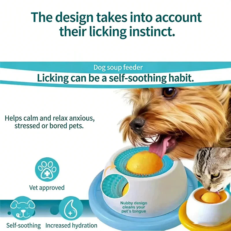 Interactive Slow Feeder Lick Bowl – Anti-Slip Ball-Shaped Bone Broth Lick Bowl for Pet Anxiety Relief & Training