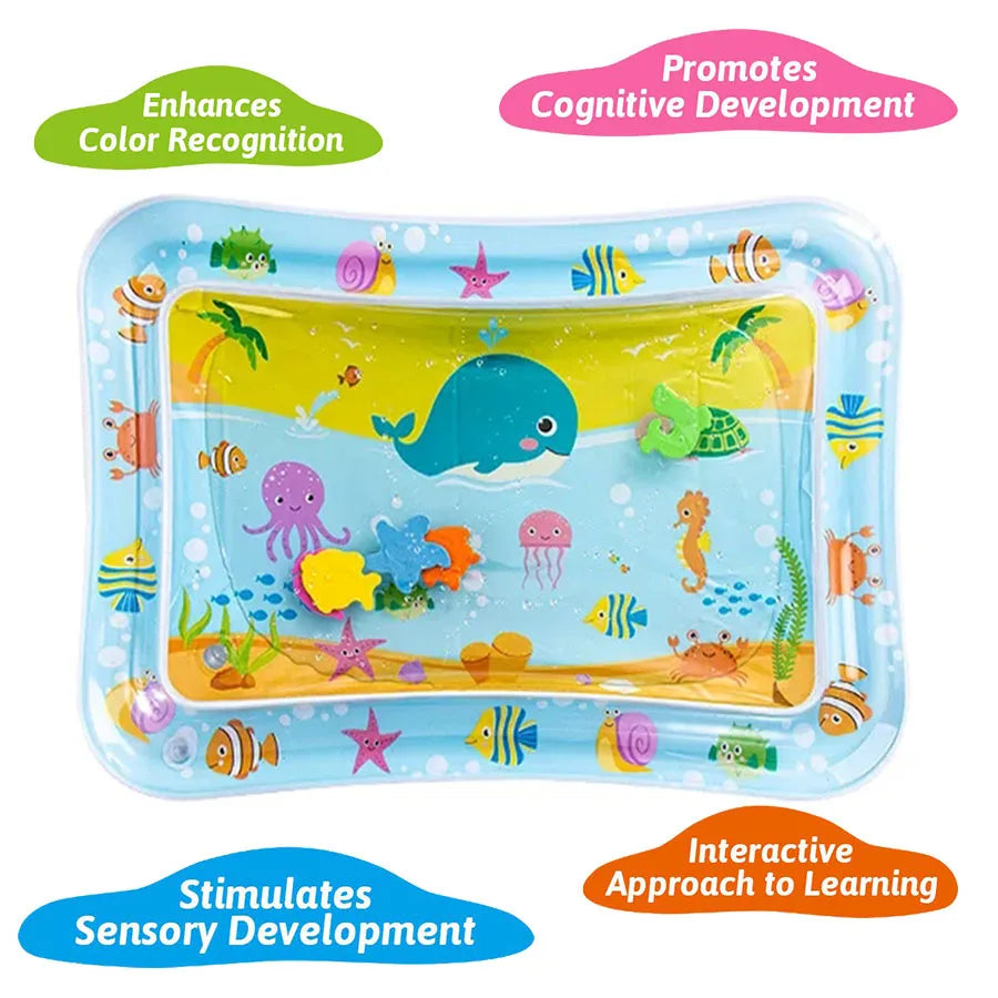 Baby Water Play Mat – Inflatable Tummy Time Mat with Fish for Infants 0-12 Months