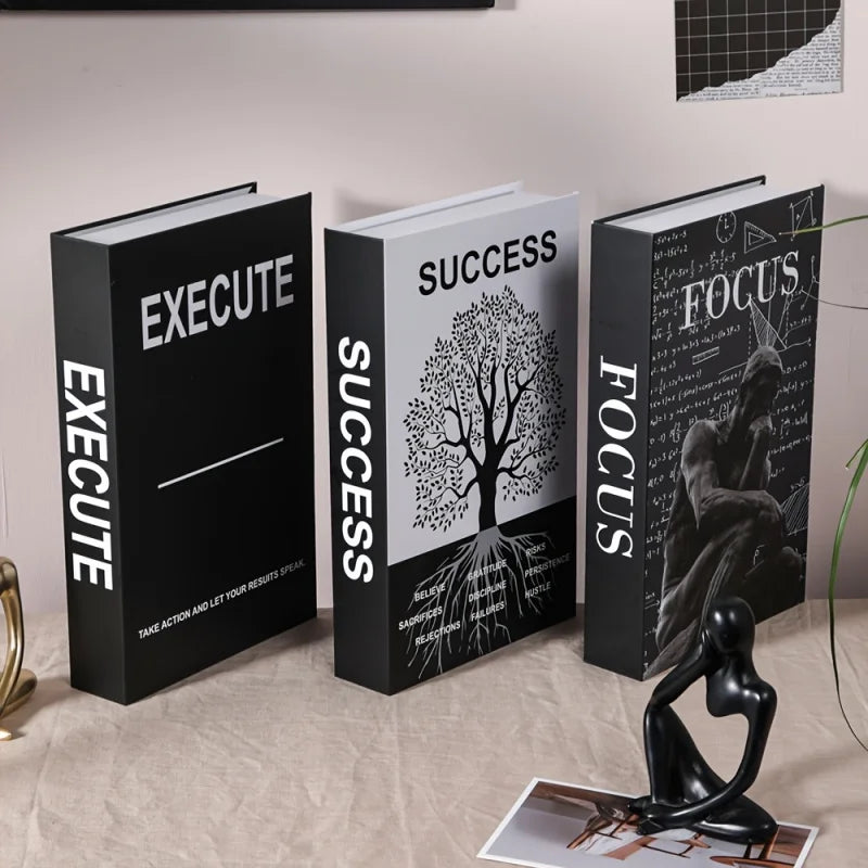 Set of 3 Inspirational Fake Books | Motivational Desk & Shelf Decor
