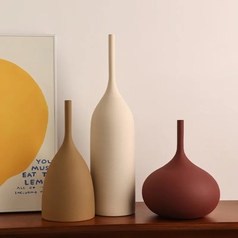 Handmade Ceramic Vase | Wabi-Sabi Morandi Style for Living Room & Home Decor