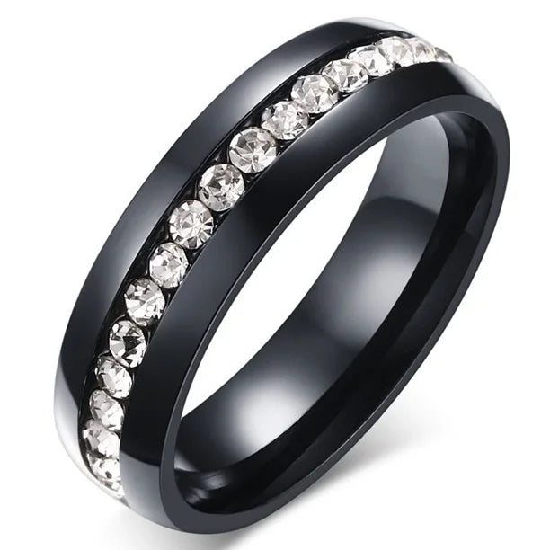 Square Zircon Stainless Steel Couple Ring – Romantic Engagement Wedding Ring for Women & Men