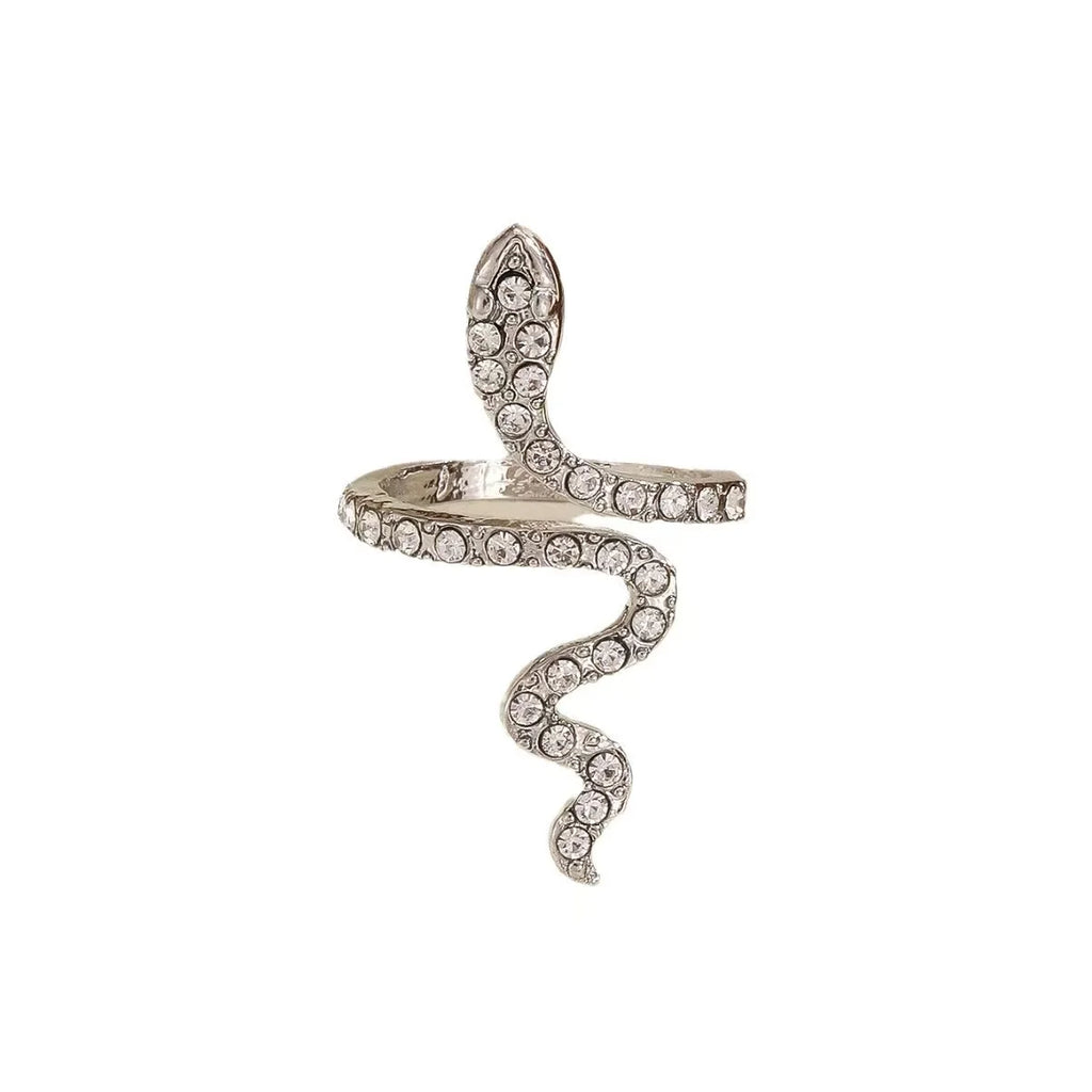 Serpentine Micro Zircon Adjustable Ring – Fashionable Aesthetic Women's Daily Ring