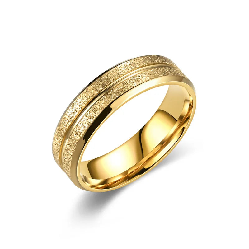 Square Zircon Stainless Steel Couple Ring – Romantic Engagement Wedding Ring for Women & Men