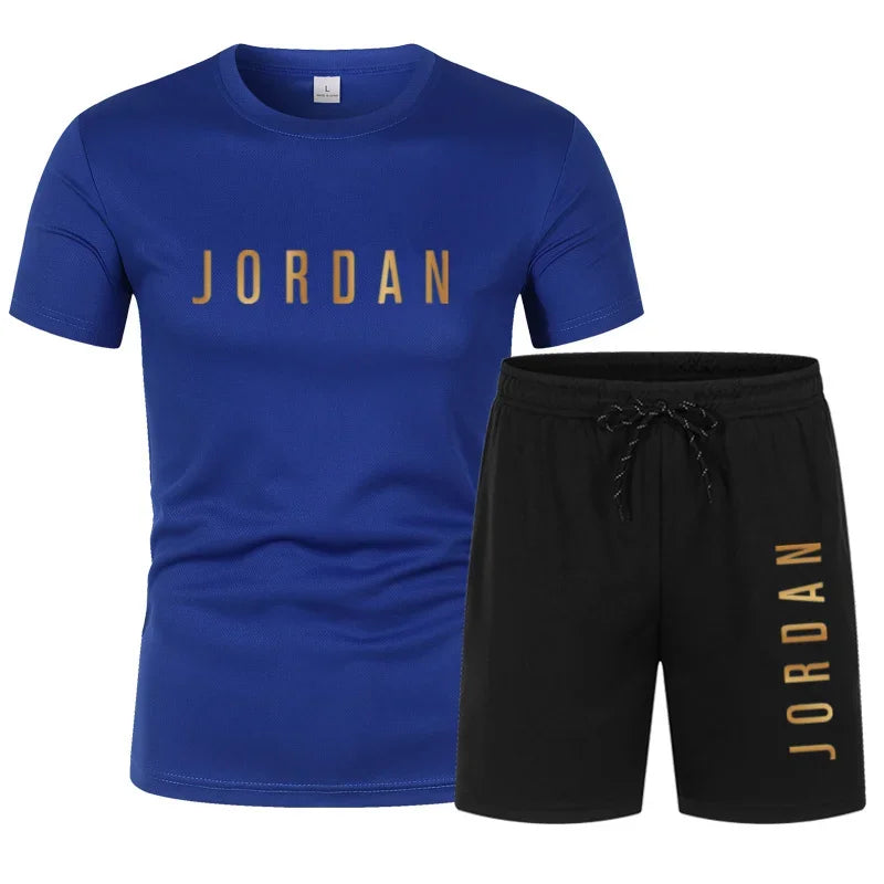 Men’s Summer Short Sleeve T-Shirt & Shorts Two Piece Set – Casual Sports Matching Outfit