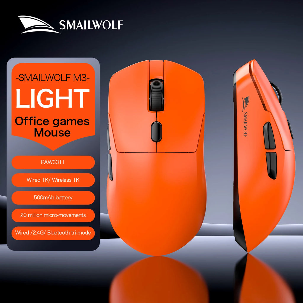 SMAILWOLF M3 PRO Wireless Gaming Mouse – Tri-Mode Bluetooth & USB Lightweight FPS Mouse