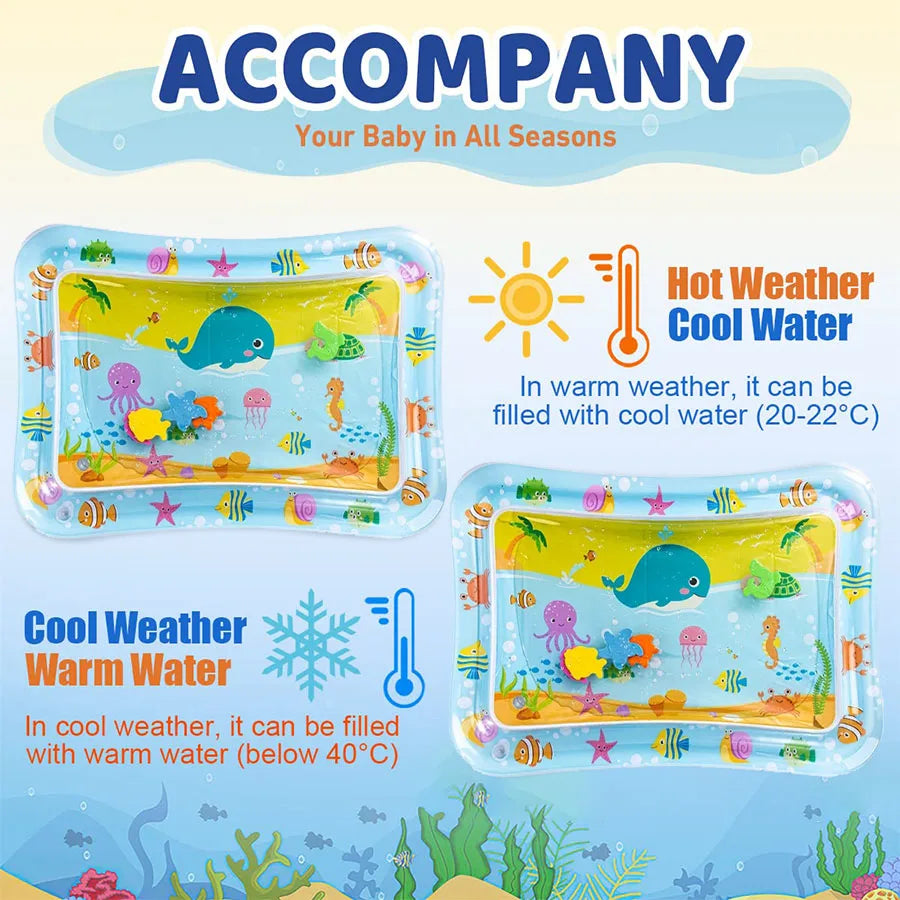 Baby Water Play Mat – Inflatable Tummy Time Mat with Fish for Infants 0-12 Months