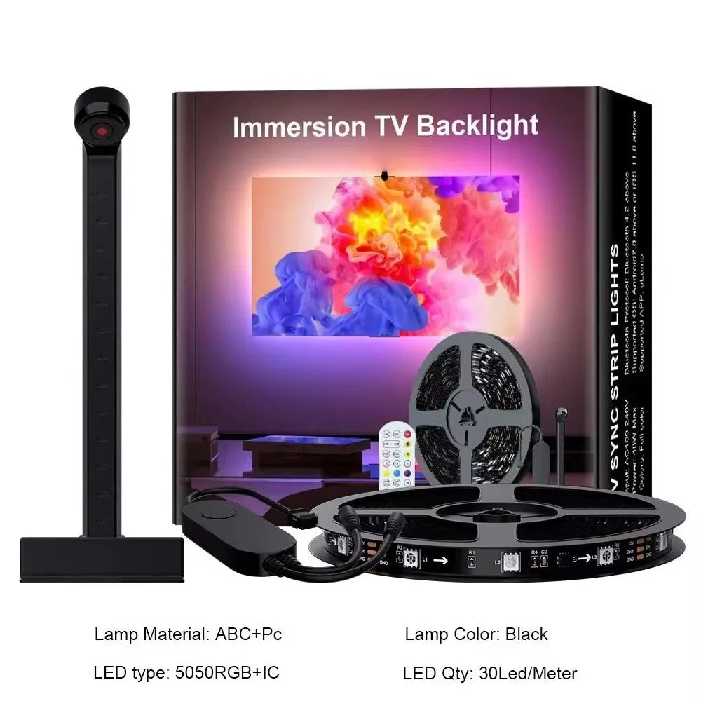 RGBIC TV LED Backlight with Camera – Screen & Music Sync for 55–75 Inch TVs