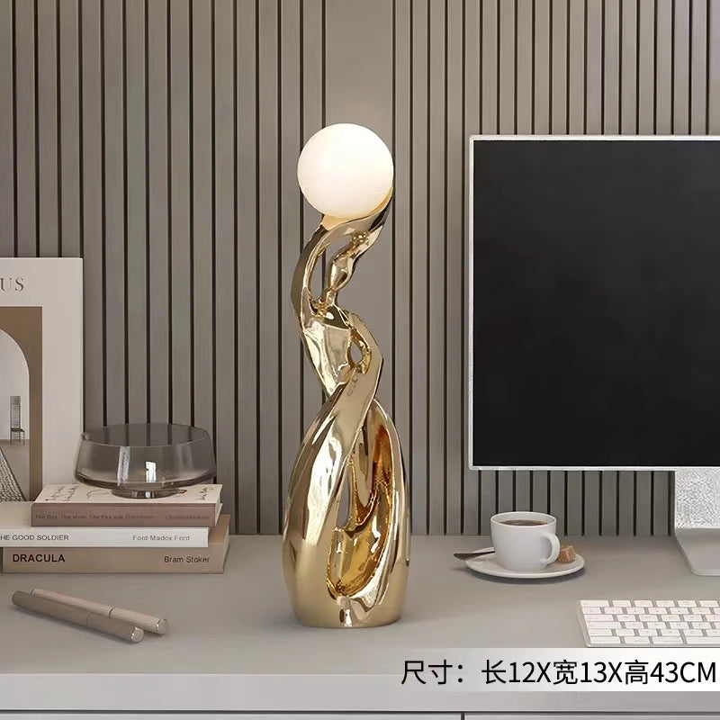 Nordic Luminous Floor Sculpture | Abstract Art Statue for Living Room