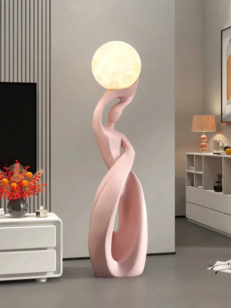 Nordic Luminous Floor Sculpture | Abstract Art Statue for Living Room