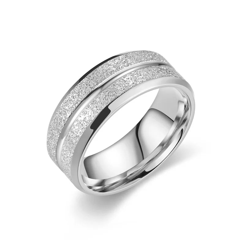 Square Zircon Stainless Steel Couple Ring – Romantic Engagement Wedding Ring for Women & Men