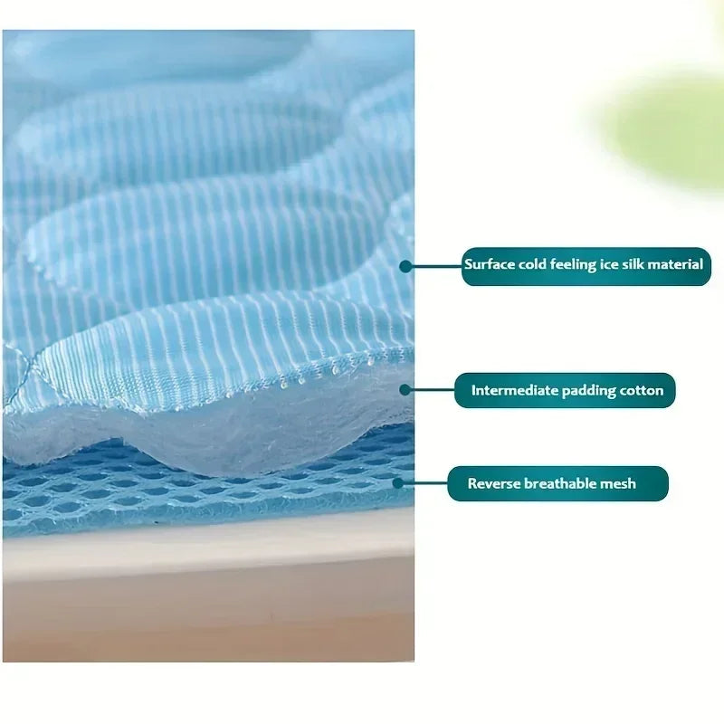 Pet Ice Cooling Mat – Breathable Ice Silk Washable Dog & Cat Bed for Summer