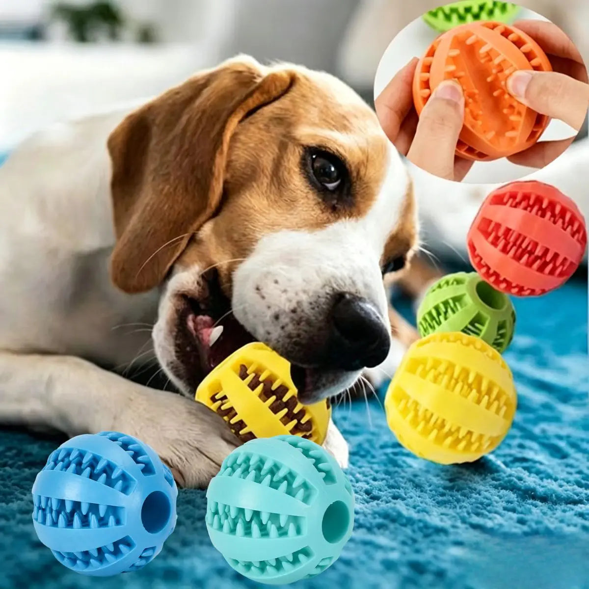 Bite Resistant Dog Toy Ball – Teething Chew Toy & Treat Feeder for Small Medium Large Dogs