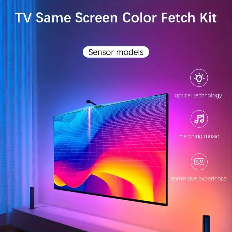 RGBIC TV LED Backlight with Camera – Screen & Music Sync for 55–75 Inch TVs