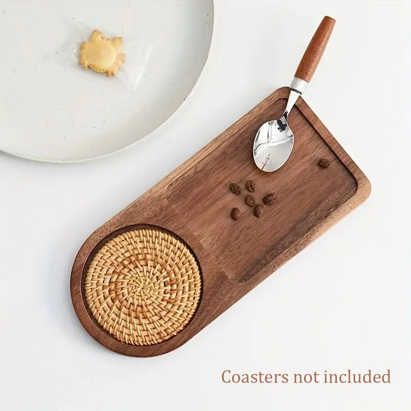 Wooden Coffee & Breakfast Serving Tray – Decorative Hospitality Coffeeware Teaware Plate