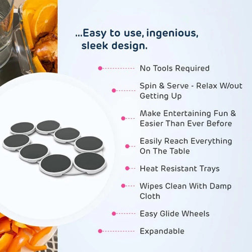 360° Rotating Lazy Susan Turntable Tray – Heat Resistant Portable Food Organizer for Dining Table