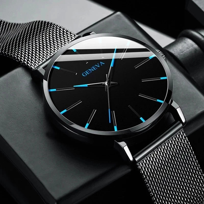 Minimalist Men's Ultra-Thin Mesh Belt Quartz Watch