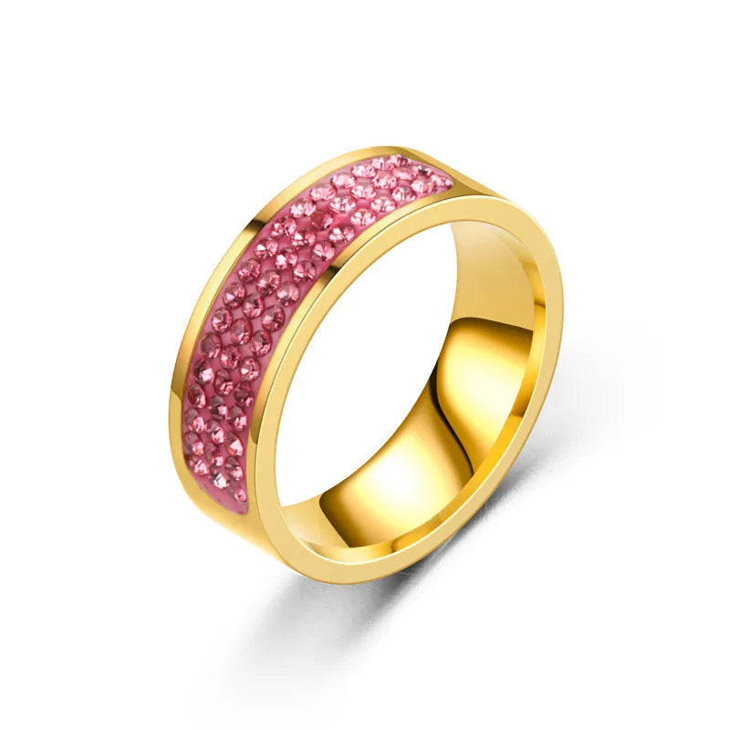 Square Zircon Stainless Steel Couple Ring – Romantic Engagement Wedding Ring for Women & Men