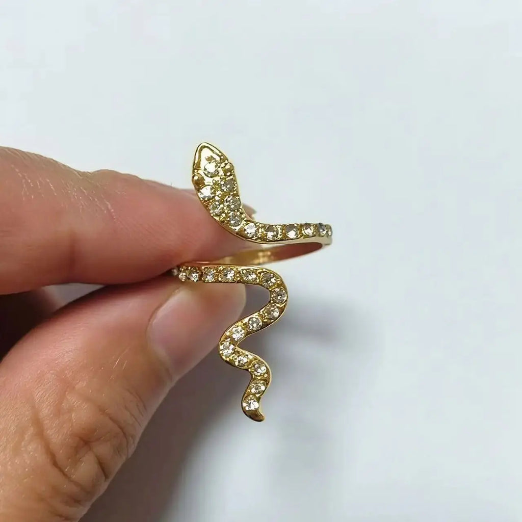 Serpentine Micro Zircon Adjustable Ring – Fashionable Aesthetic Women's Daily Ring