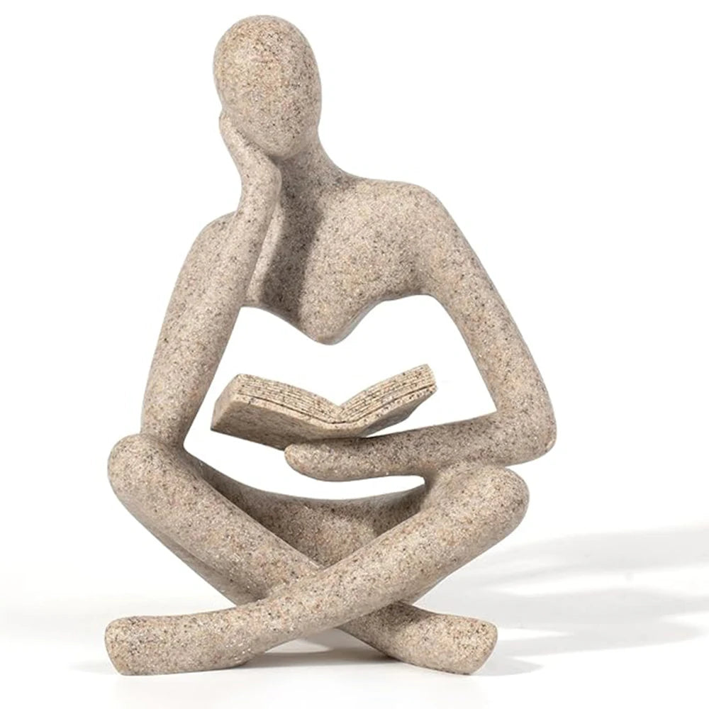 Abstract Thinker Sculpture | Resin Figurine for Bookshelf & Desk Decor