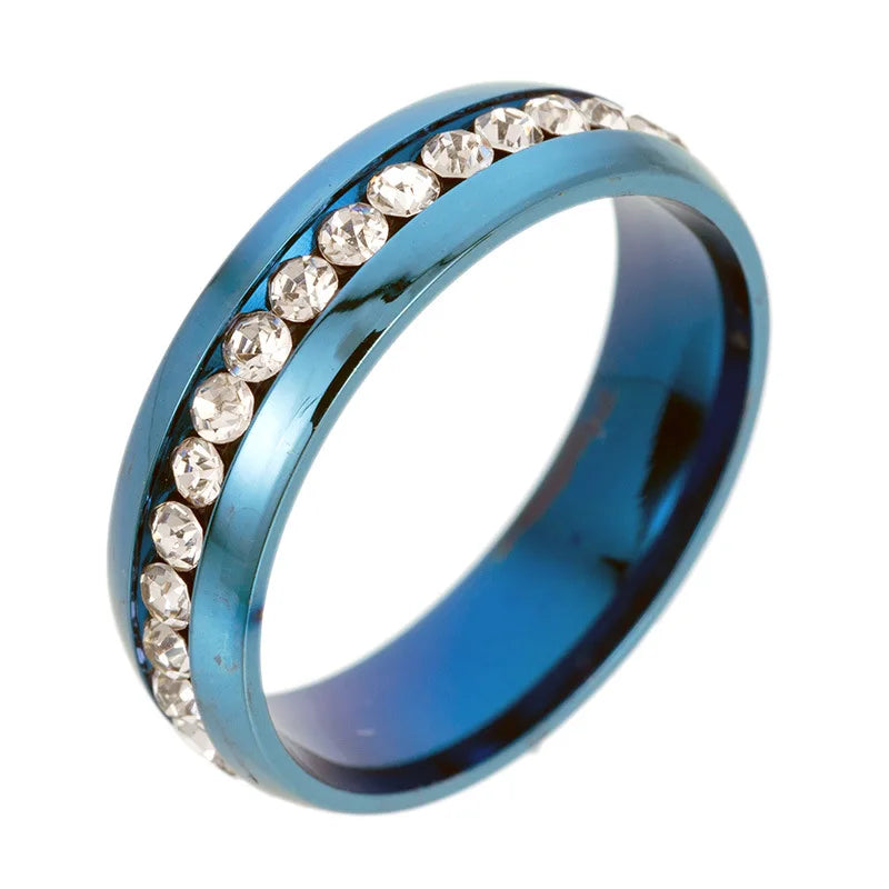 Square Zircon Stainless Steel Couple Ring – Romantic Engagement Wedding Ring for Women & Men