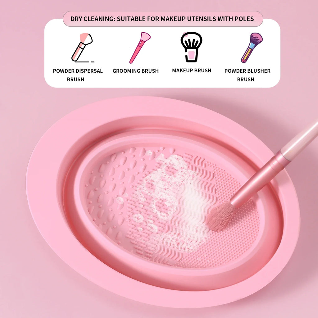 Foldable Silicone Makeup Brush Cleaning Bowl – Portable Brush Cleaner Pad