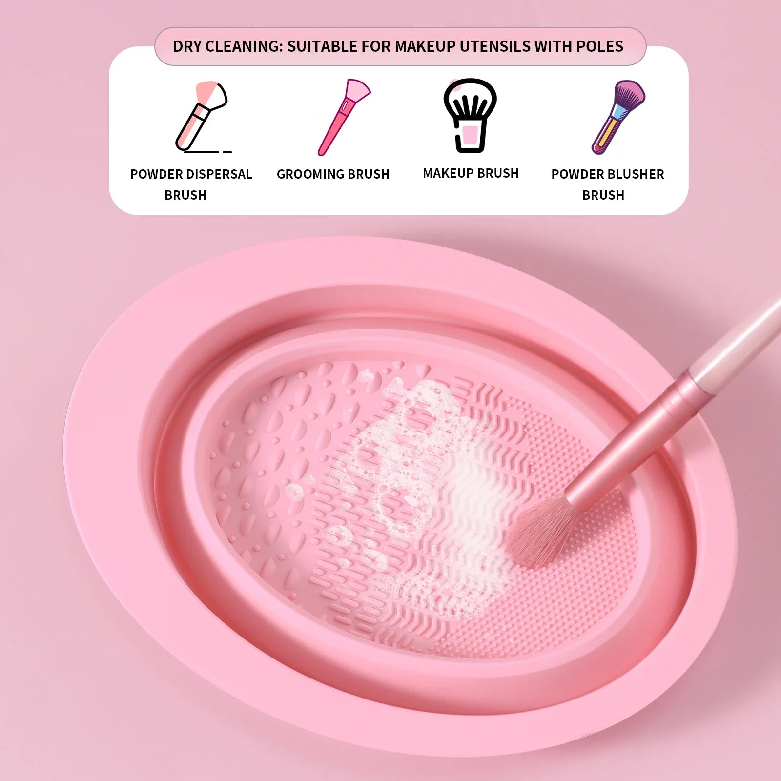 Foldable Silicone Makeup Brush Cleaning Bowl – Portable Brush Cleaner Pad