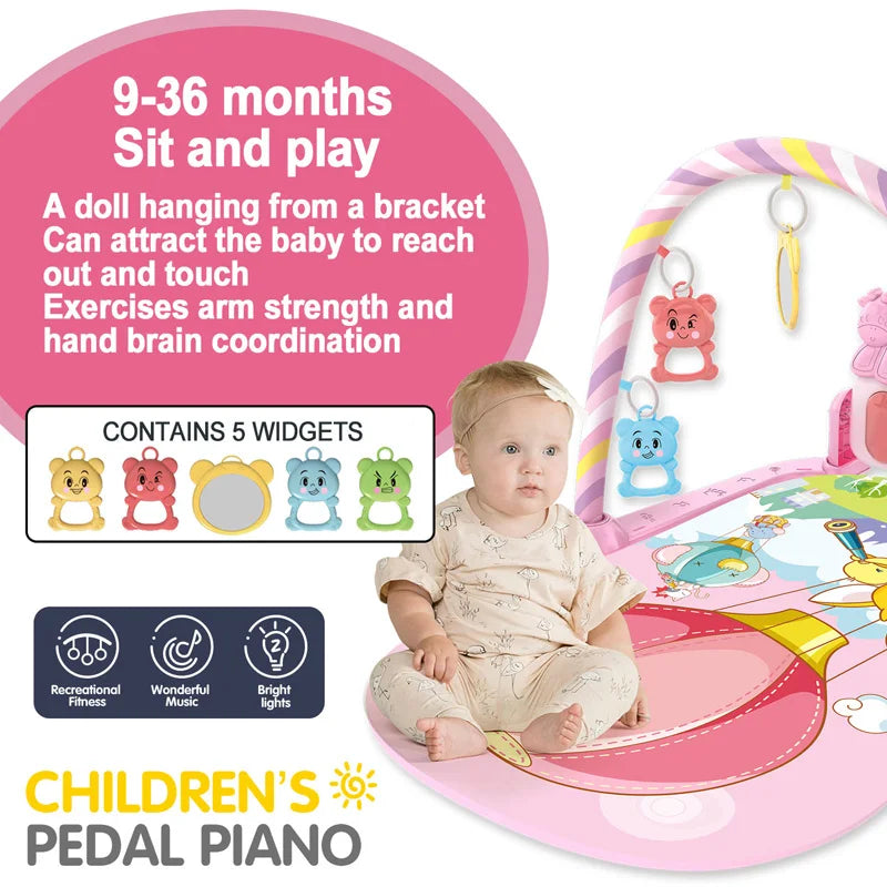 Baby Gym Activity Mat with Kick & Play Piano – Musical Floor Mat for Infants 0-36 Months